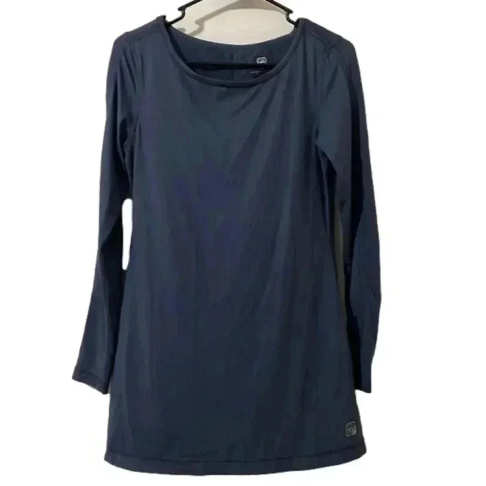 Navy Blue Long Sleeve Yoga Top Athletic Tunic Women's Size S